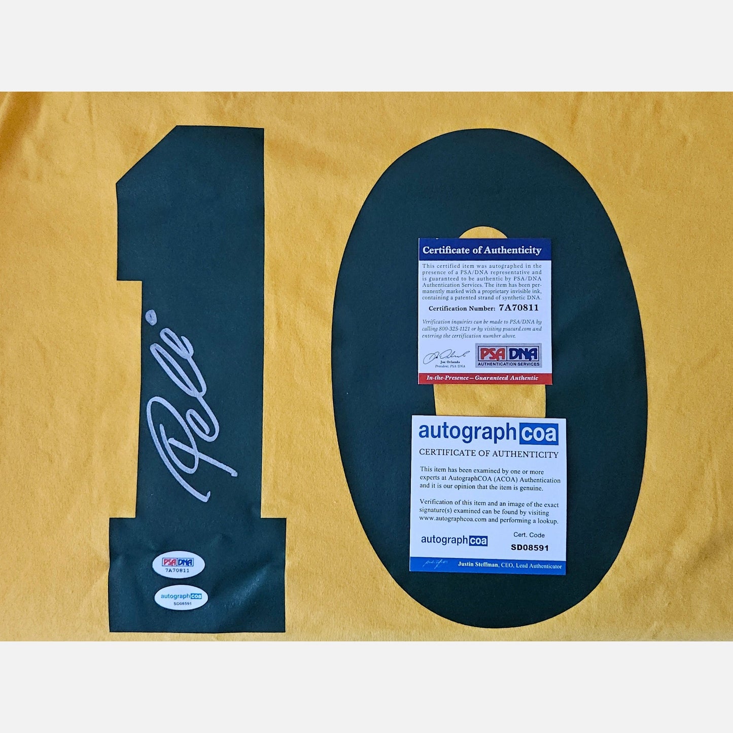 Autograf PELE na koszulce piłkarskiej Certyfikat PSA i ACOA Brazylia