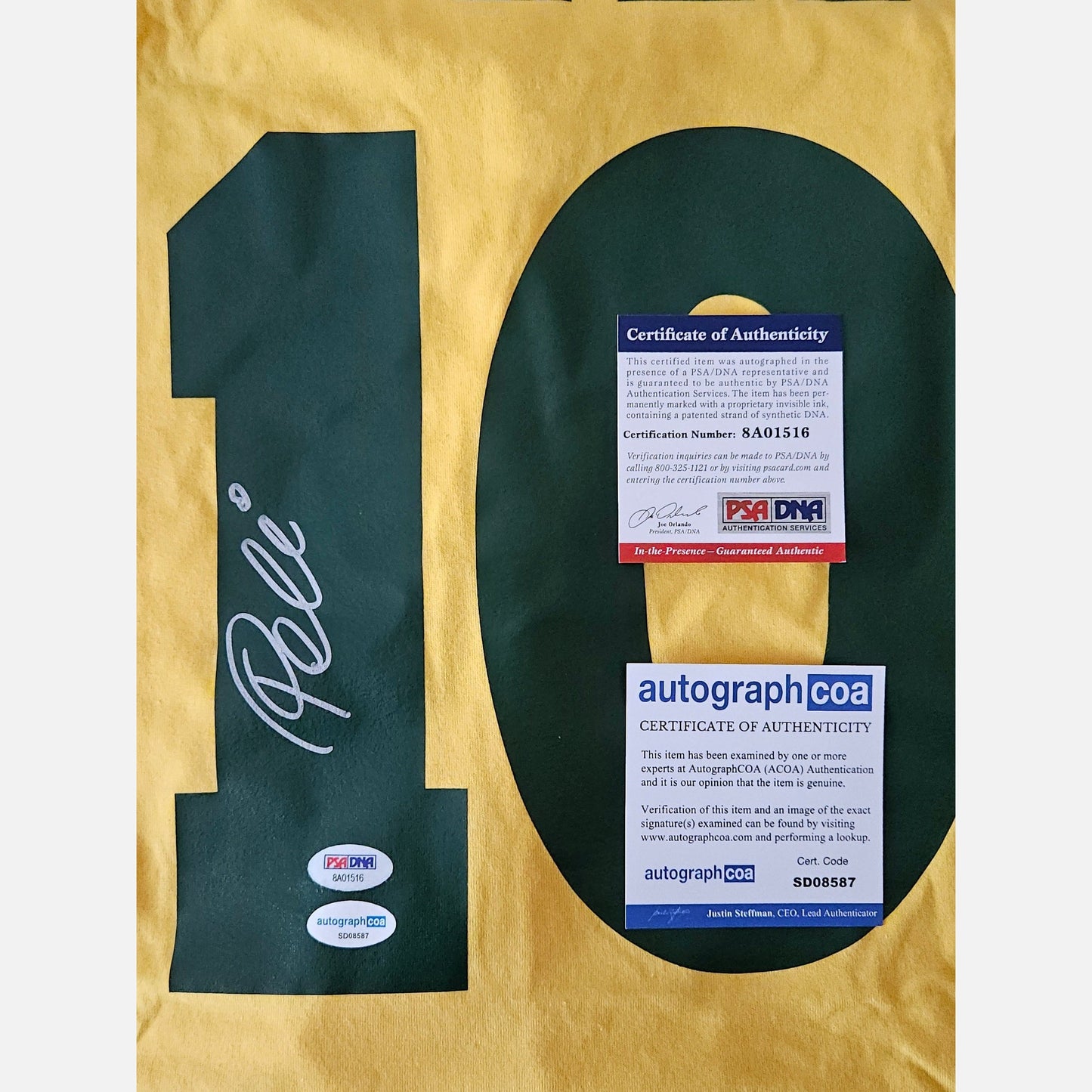 Autograf PELE na koszulce piłkarskiej Certyfikat PSA i ACOA Brazylia