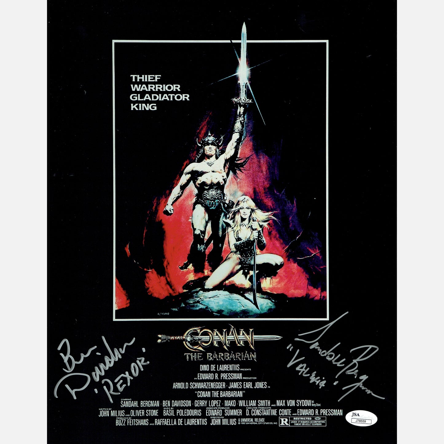 BEN DAVIDSON & SANDAHL BERGMAN autographs JSA signed 11x14 photography CONAN 11x14