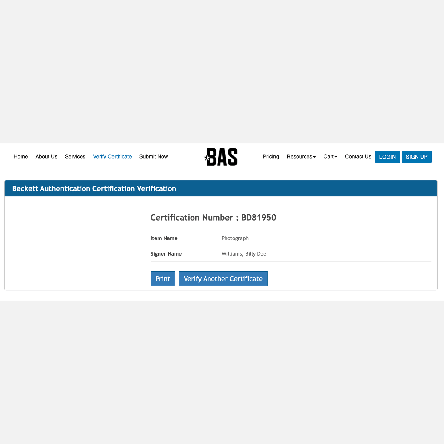 BILLY DEE WILLIAMS autograph BECKETT signed 8x10 photography STAR WARS 8x10