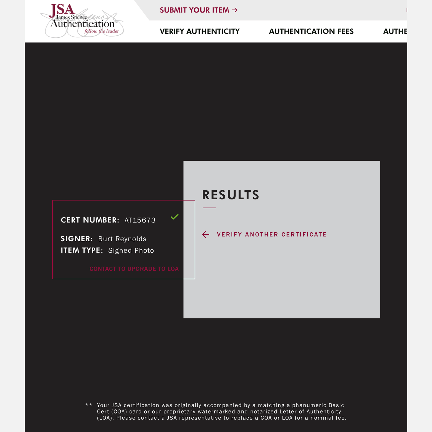 BURT REYNOLDS autograph JSA signed 8x10 photography 8x10