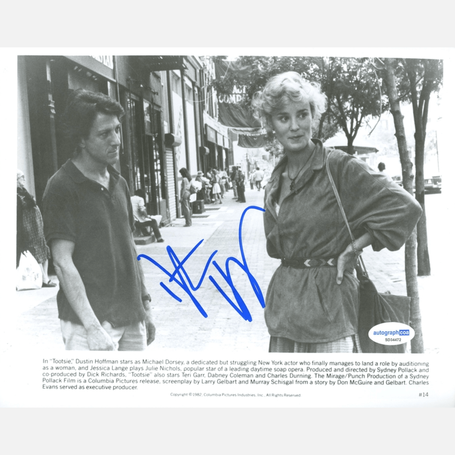 DUSTIN HOFFMAN autograph ACOA signed 8x10 photography Tootsie 8x10