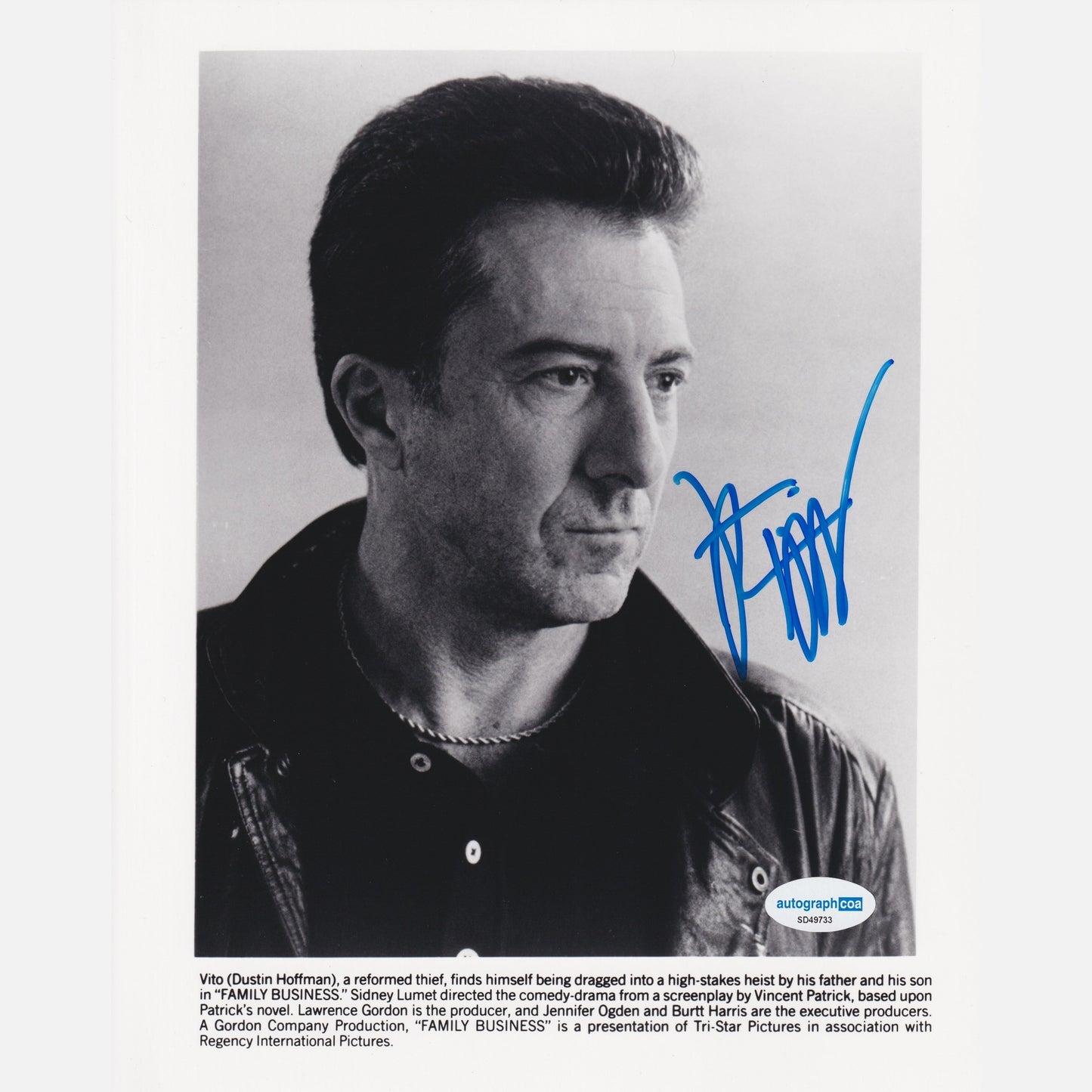 DUSTIN HOFFMAN autograph ACOA signed 8x10 photography Family Business 8x10