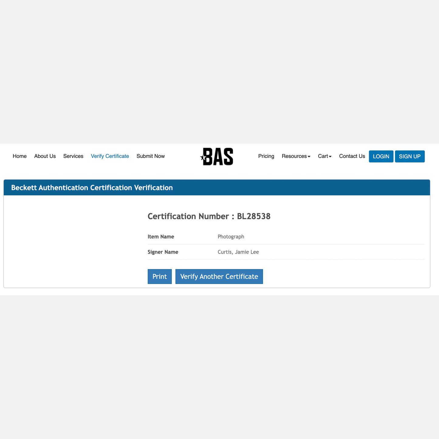 JAMIE LEE CURTIS autograph BECKETT signed 8x10 photography 8x10