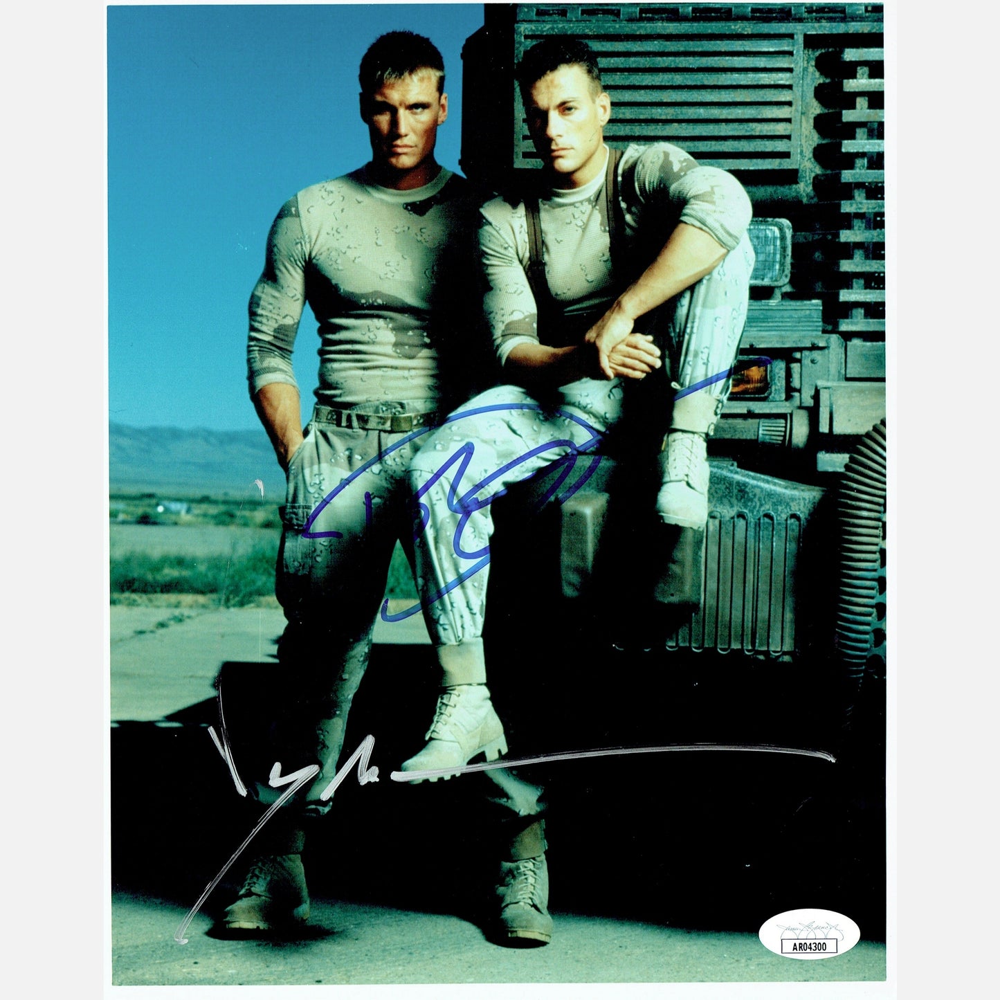 JEAN-CLAUDE VAN DAMME & DOLPH LUNDGREN autograph JSA signed 8x10 photography Universal Soldier 8x10