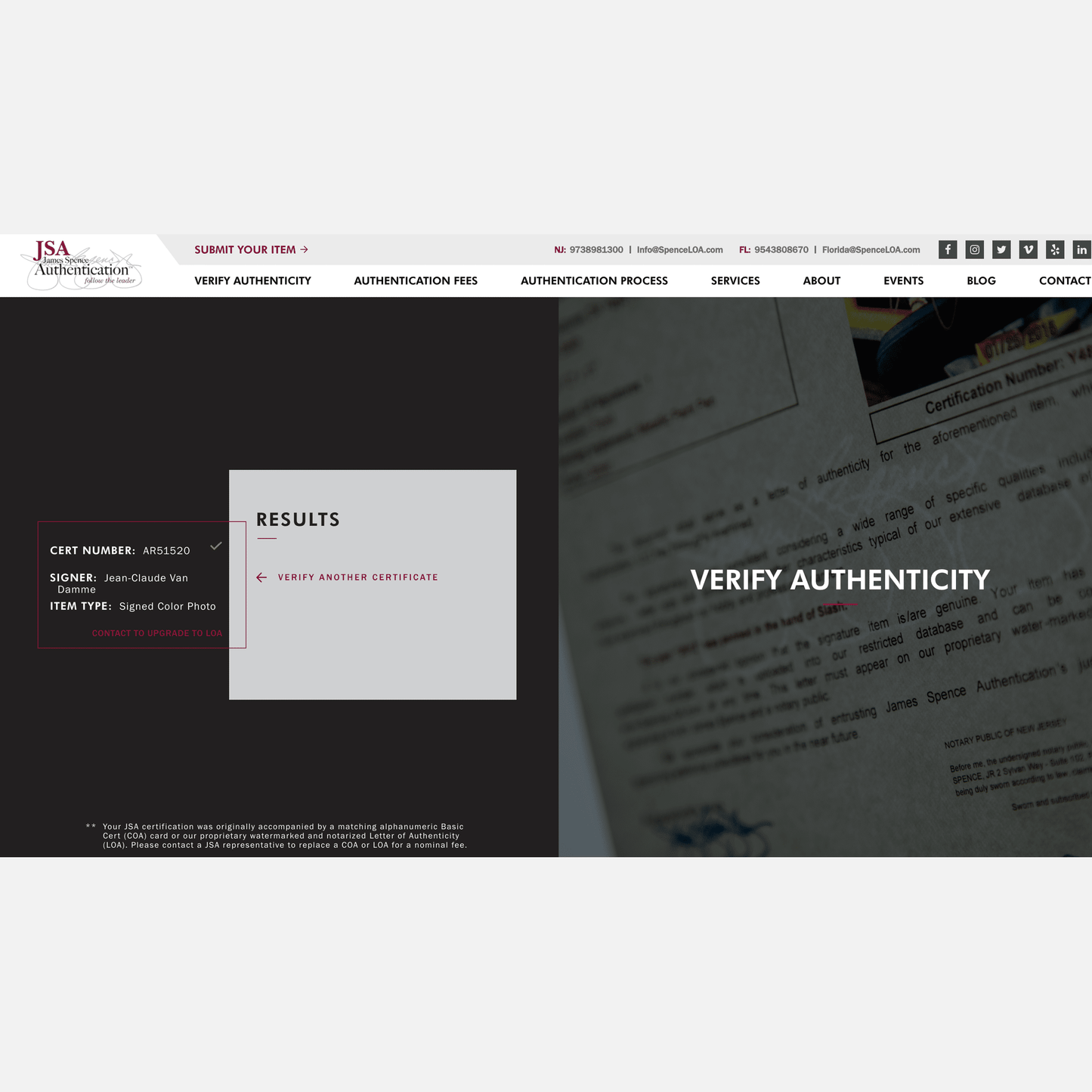 JEAN-CLAUDE VAN DAMME autograph JSA signed 8x10 photography MAXIMUM RISK 8x10