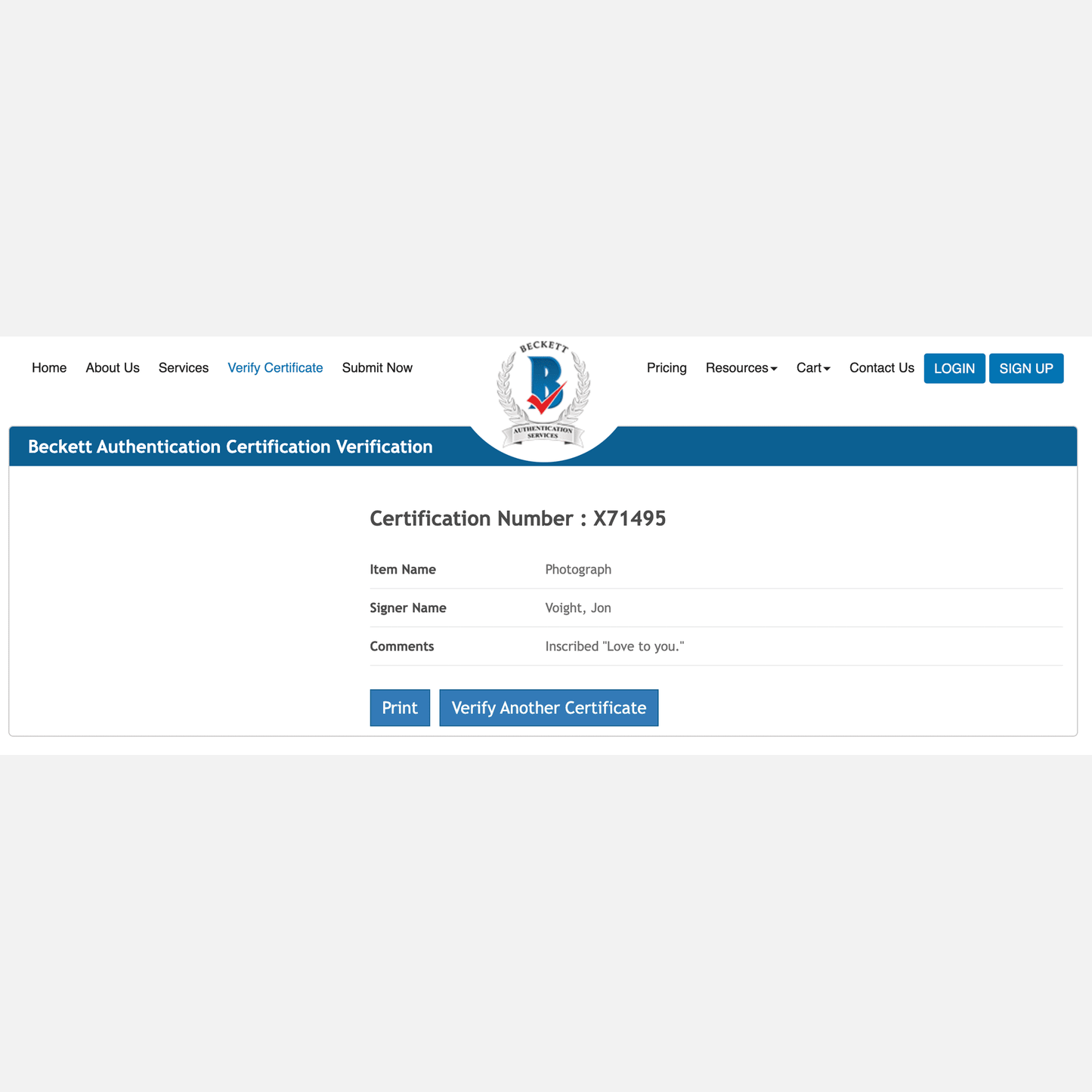 JOHN VOIGHT autograph BECKETT signed 8x10 photography 8x10