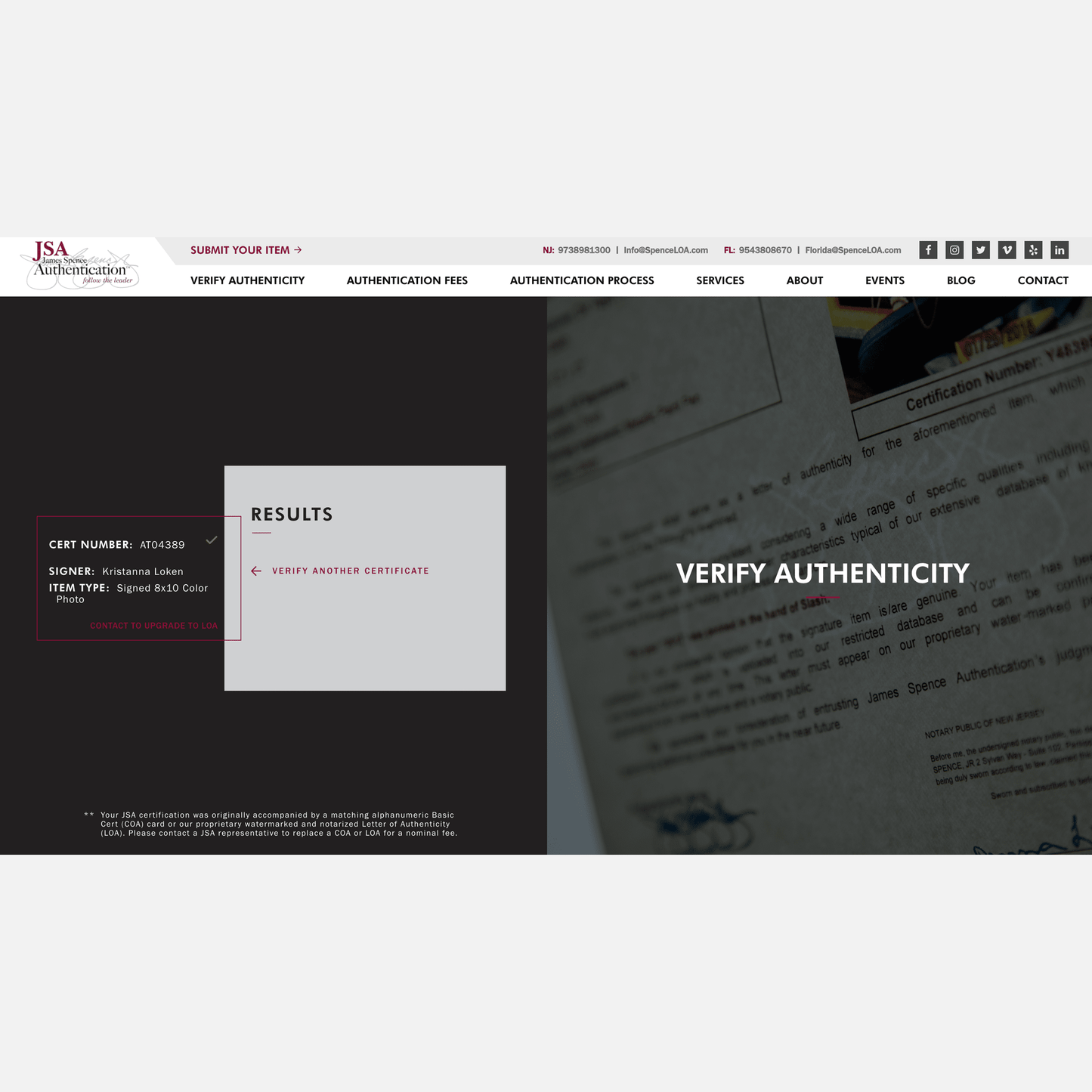 KRISTANNA LOKEN autograph JSA signed 8x10 photography TERMINATOR 8x10