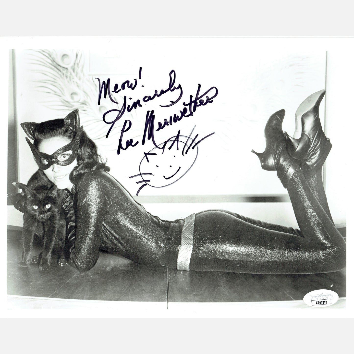 LEE MERIWETHER autograph JSA signed 8x10 photography Meow! Sketch BATMAN 8x10