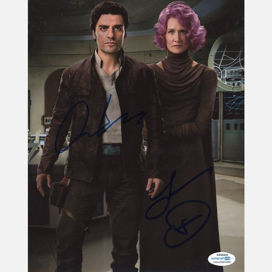 Autografy OSCAR ISAAC i LAURA DERN Certyfikat ACOA 20x25 cm GWIEZDNE WOJNY