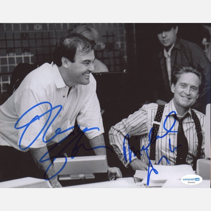 MICHAEL DOUGLAS & OLIVER STONE autograph ACOA signed 8x10 photography WALLSTREET 8x10