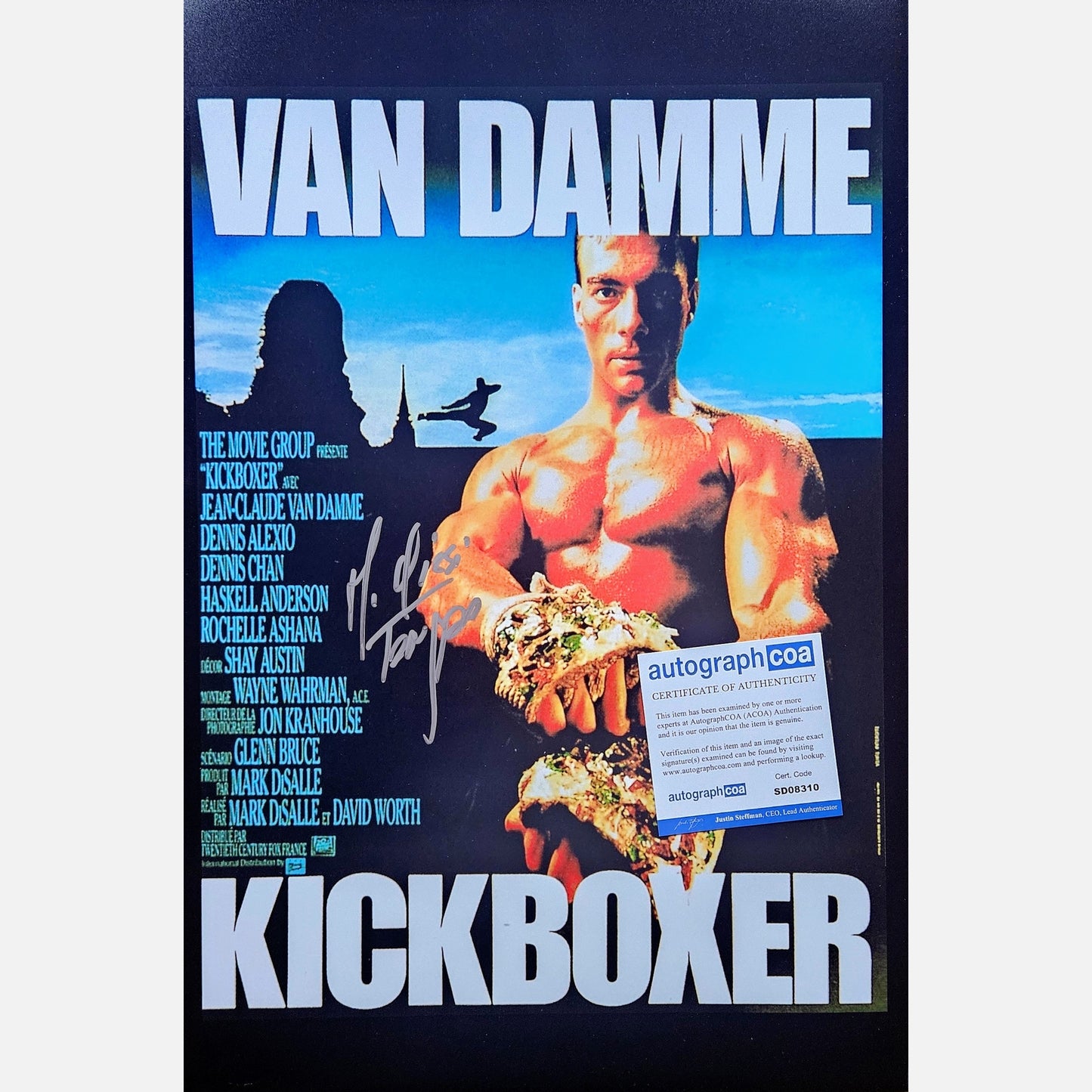 MICHEL QISSI autograph ACOA signed poster 12x18 KICKBOXER 12x18