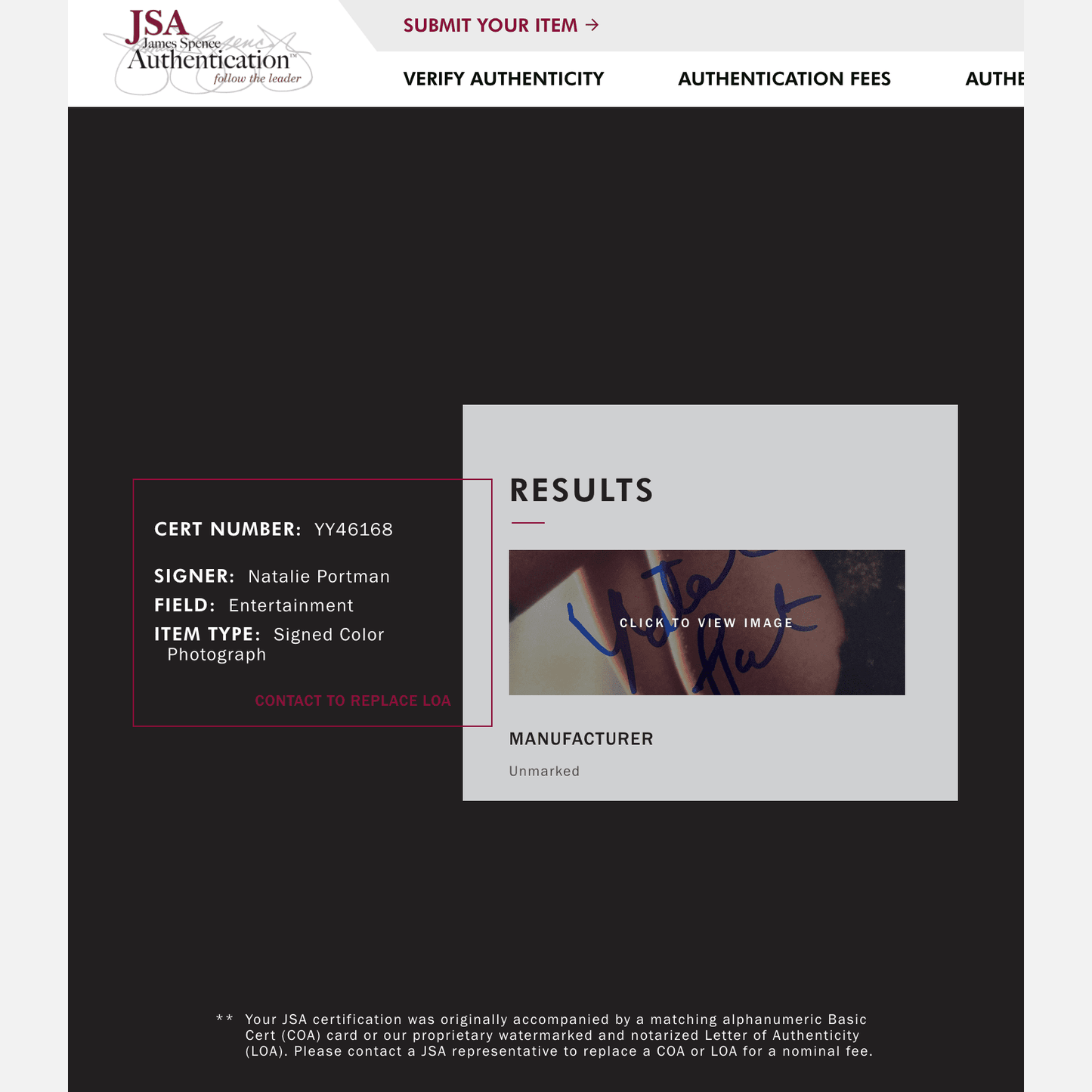 NATALIE PORTMAN autograph JSA signed 8x10 photography LEON THE PROFFESIONAL 8x10