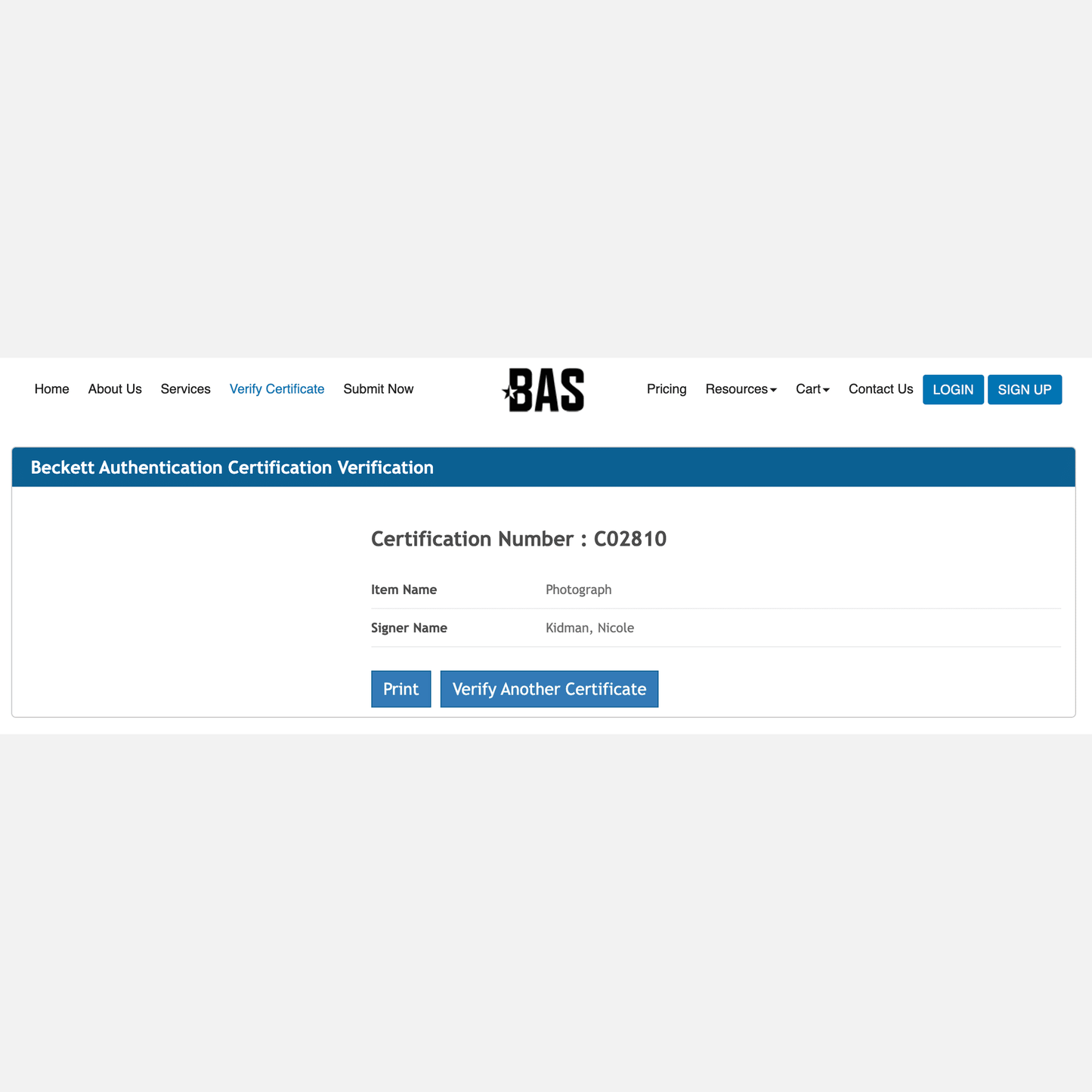 NICOLE KIDMAN autograph BECKETT signed 8x10 photography 8x10