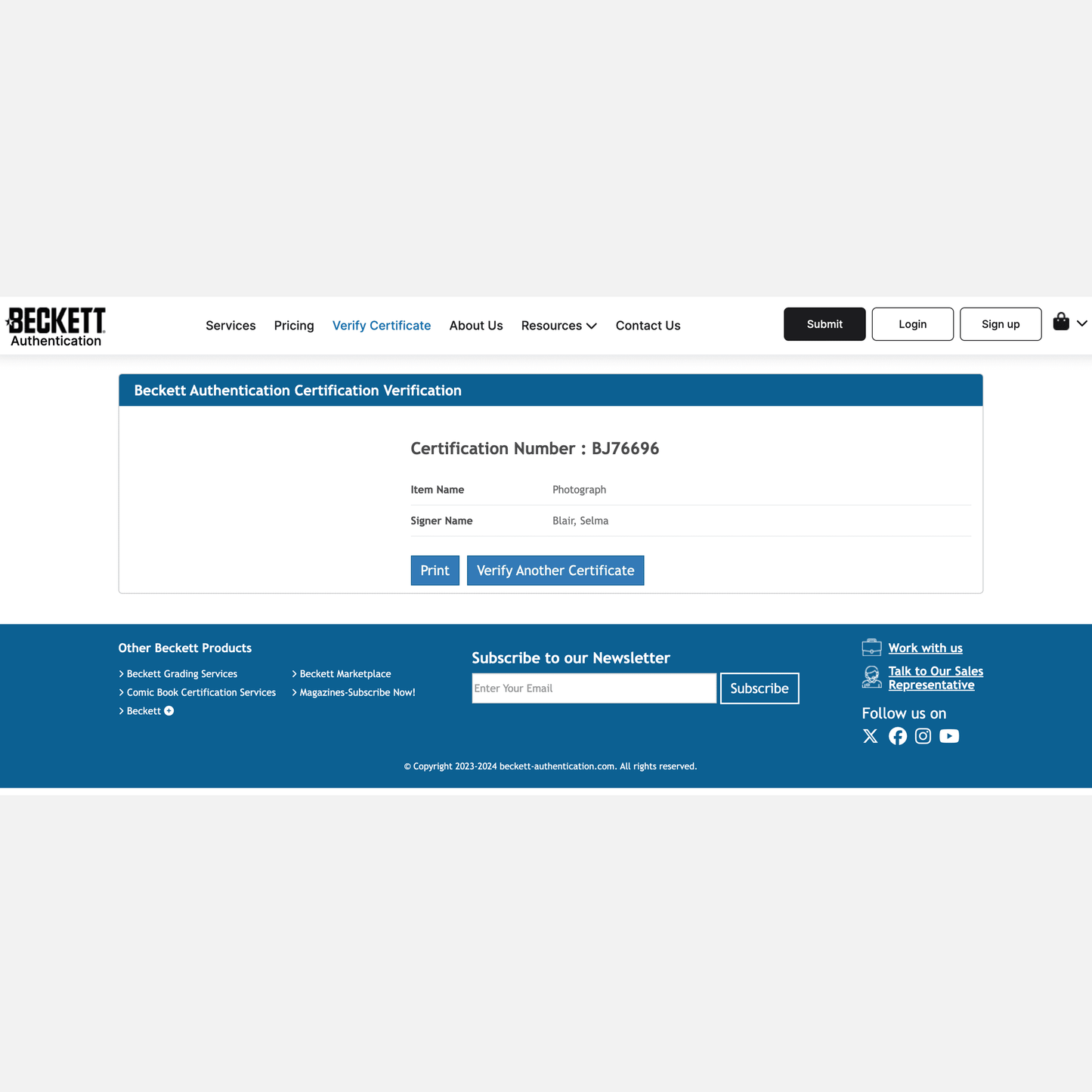 SELMA BLAIR autograph BECKETT signed 8x10 photography HELLBOY 8x10