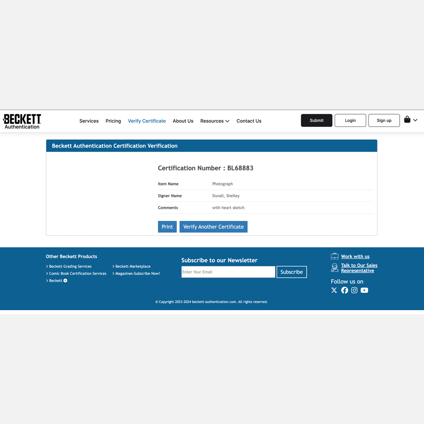 SHELLEY DUVALL autograph BECKETT signed 11x14 photography THE SHINNING 11x14