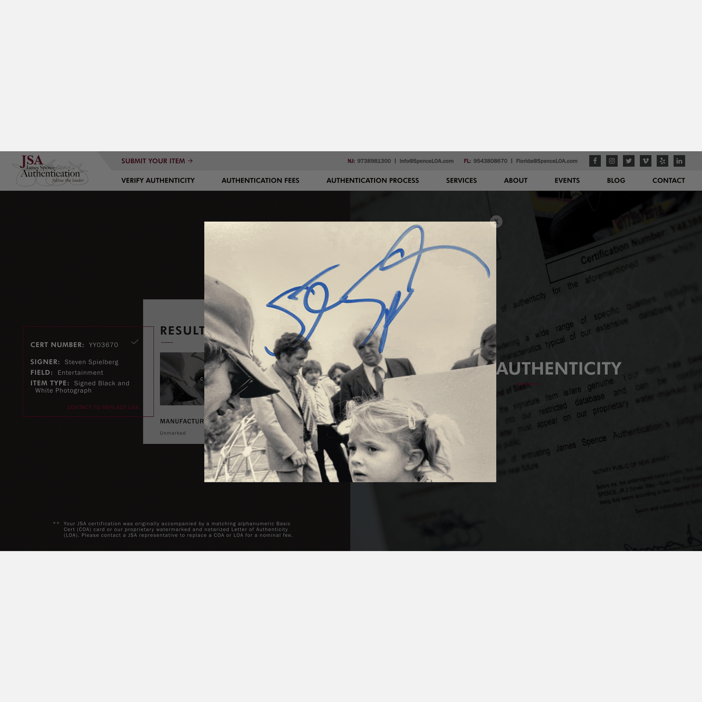 STEVEN SPIELBERG autograph JSA LOA signed 8x10 photography ET 8x10