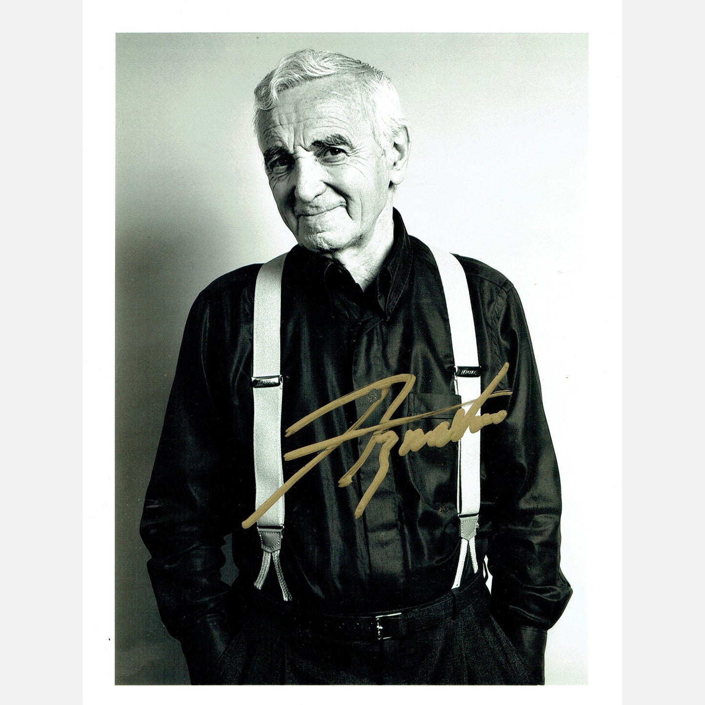 Autograf CHARLES AZNAVOUR Certyfikat ACOA 15x20 cm