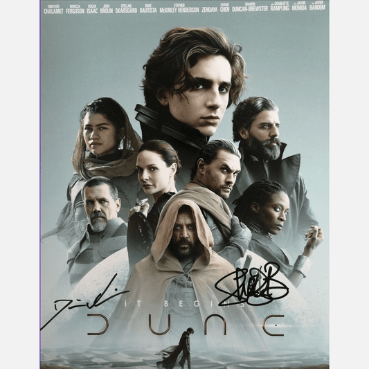 Autografy DENIS VILLENEUVE I SHARON DUNCAN BREWSTER Certyfikat ACOA 20x25 cm DUNE