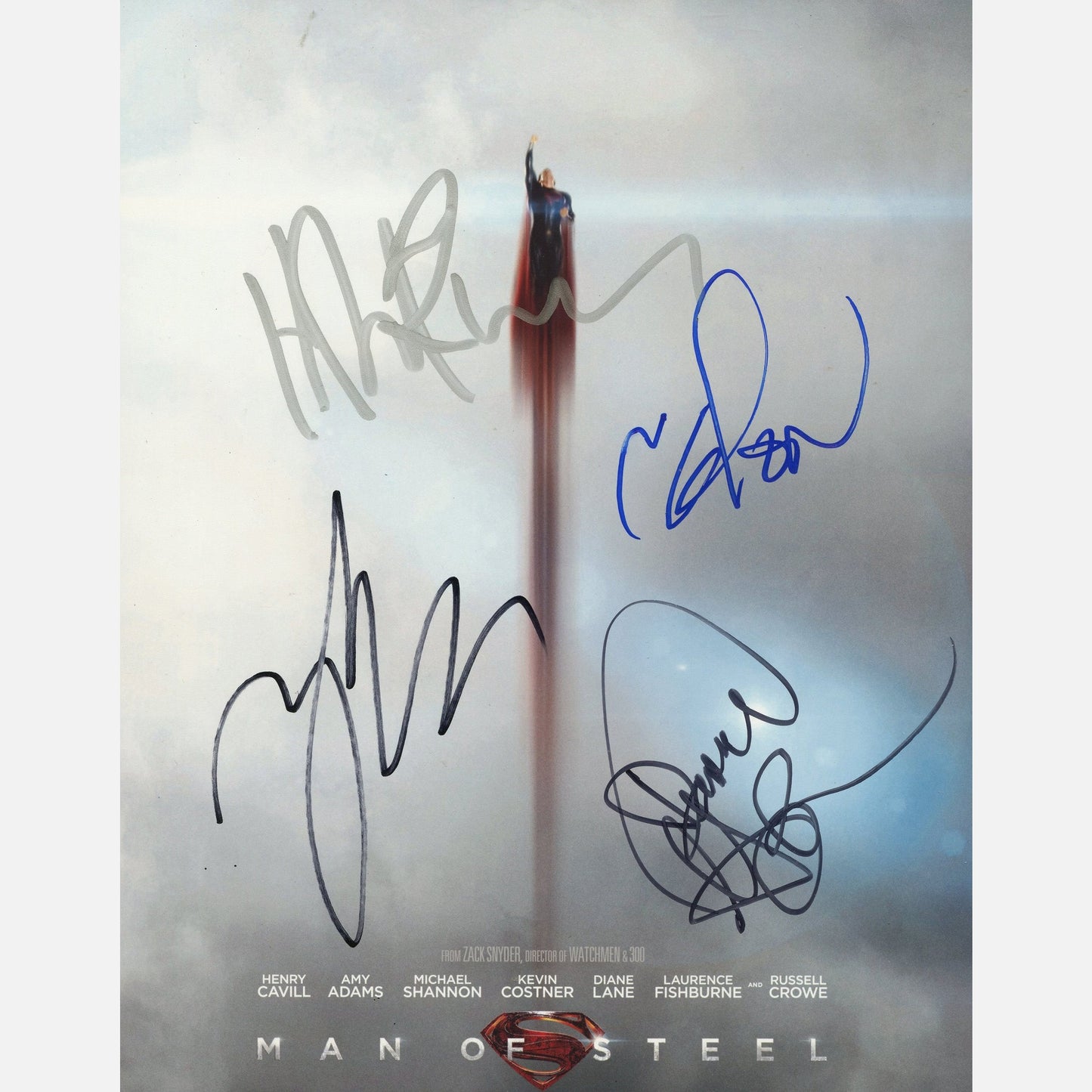 Autografy HANS ZIMMER, ZACK SYNDER, DAVID GOYER i CHARLES ROVEN Certyfikat ACOA 20x25 cm SUPERMAN