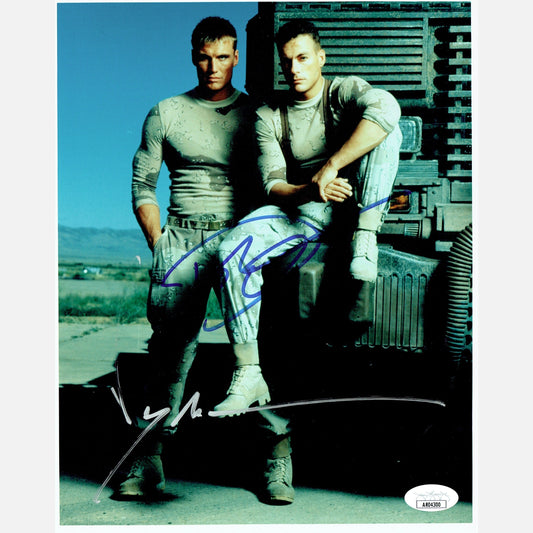 JEAN-CLAUDE VAN DAMME & DOLPH LUNDGREN autograph JSA signed 8x10 photography Universal Soldier 8x10