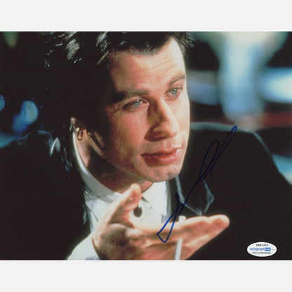 John Travolta autograph signed 8x10 Pulp Fiction photography with ACOA certificate, perfect for movie and celebrity collectors