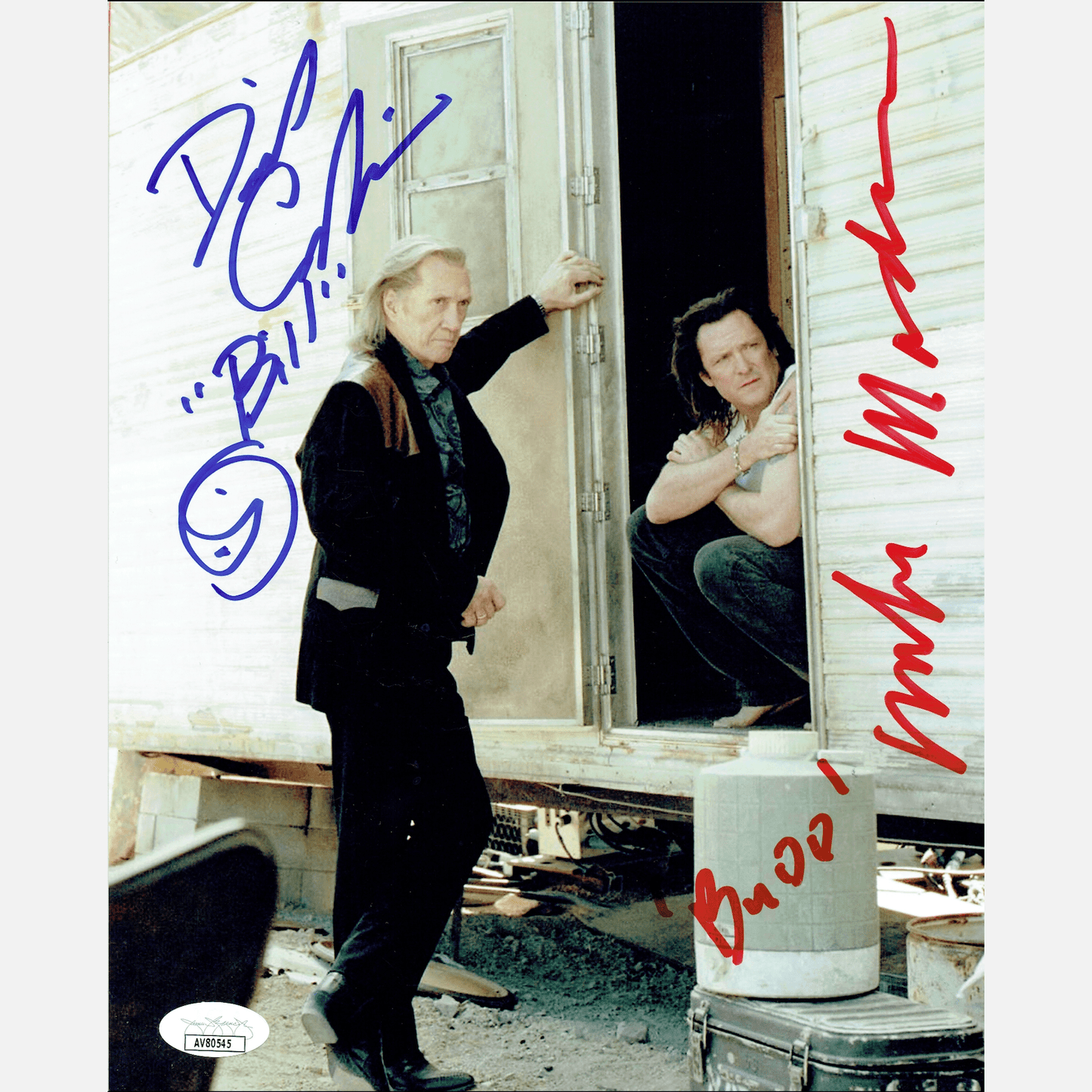 Autografy DAVID CARRADINE i MICHAEL MADSEN Certyfikat JSA 20x25 cm KILL BILL