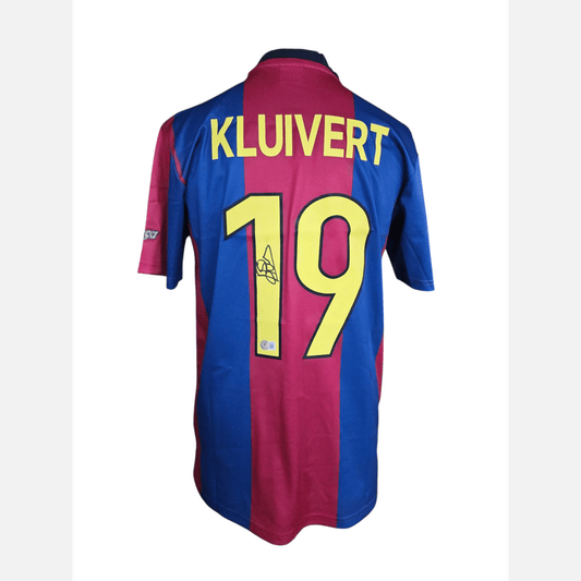Autograf PATRICK KLUIVERT na koszulce piłkarskiej Certyfikat BECKETT FC Barcelona