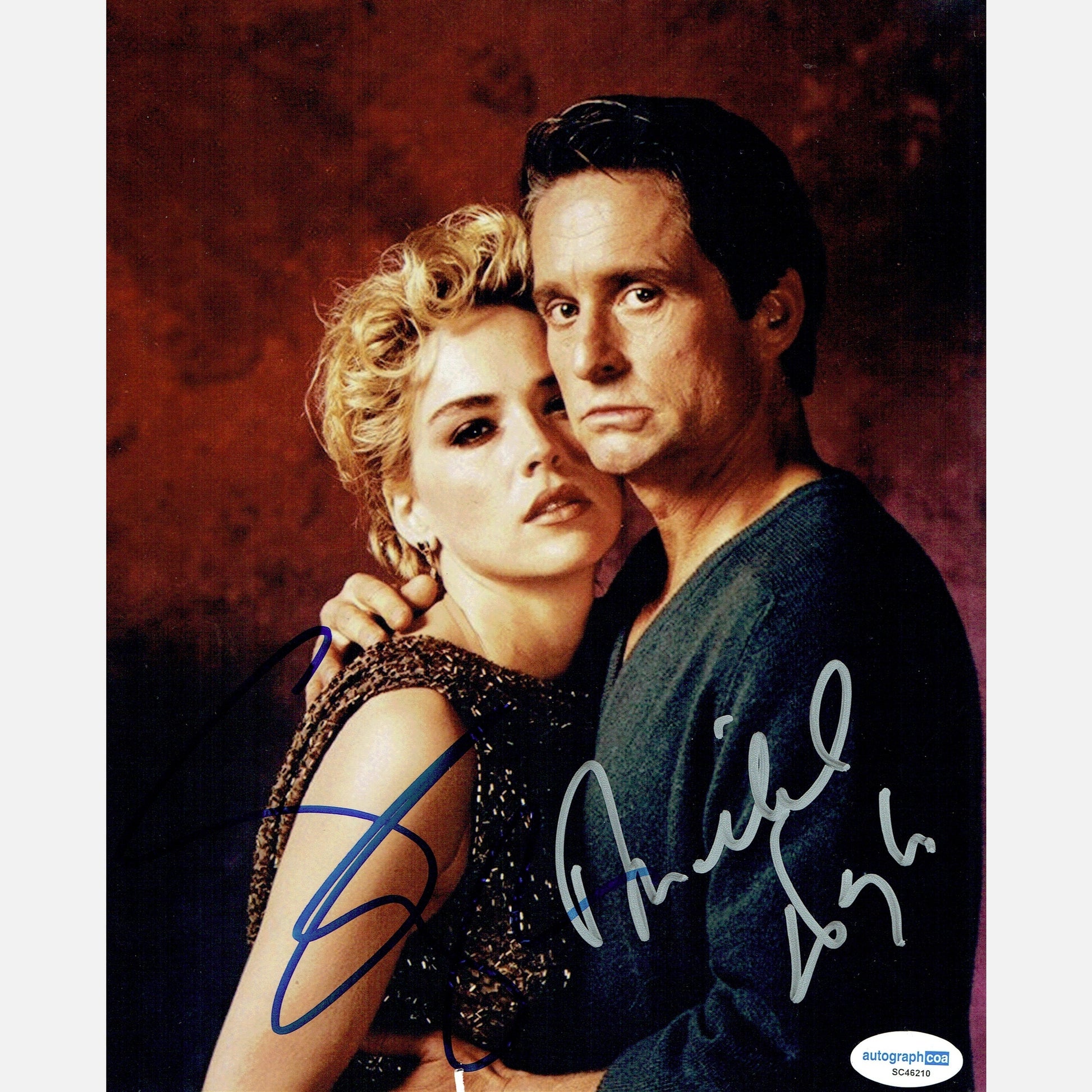 MICHAEL DOUGLAS & SHARON STONE autograph ACOA signed 8x10 photography BASIC INSTINCT 8x10