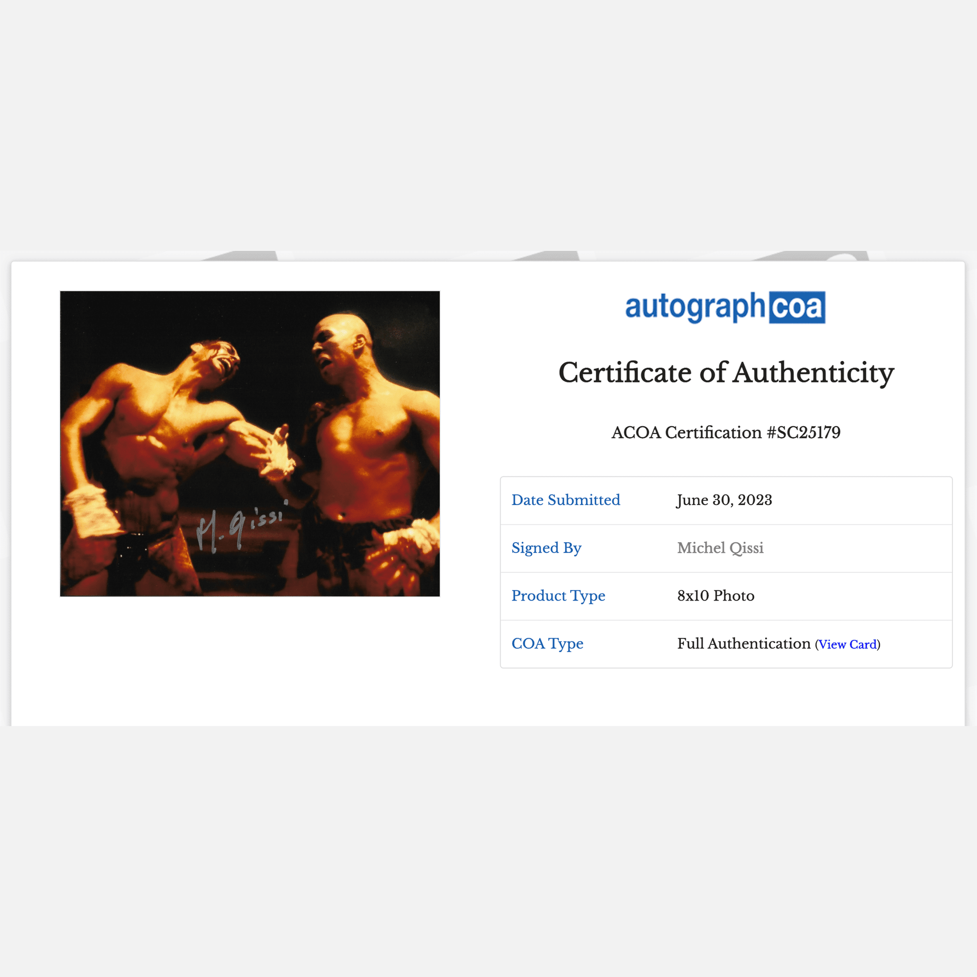 MICHEL QISSI autograph ACOA signed 8x10 photography KICKBOXER 8x10