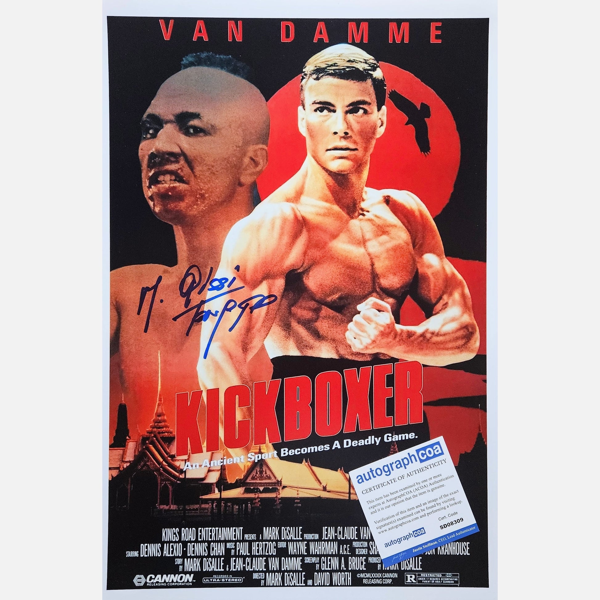 MICHEL QISSI autograph ACOA signed poster 12x18 KICKBOXER 12x18