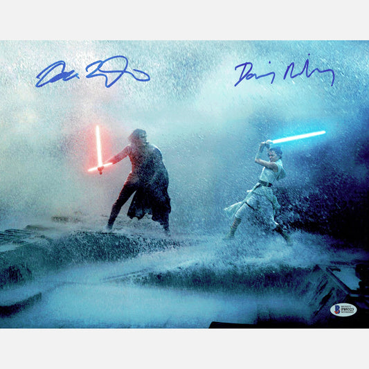 Autografy ADAM DRIVER i DAISY RIDLEY Certyfikat BECKETT 28x36 cm GWIEZDNE WOJNY