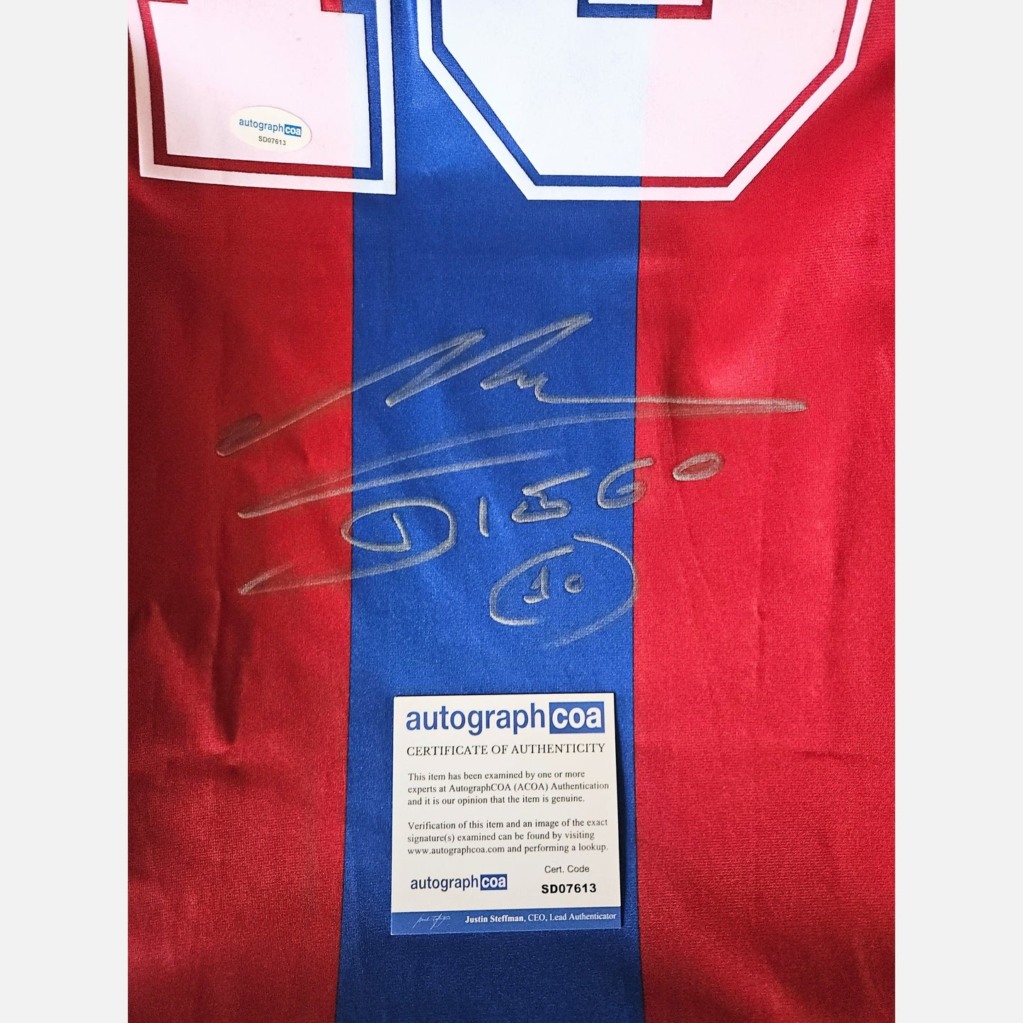 Autograf MARADONA na koszulce piłkarskiej Certyfikat ACOA FC Barcelona