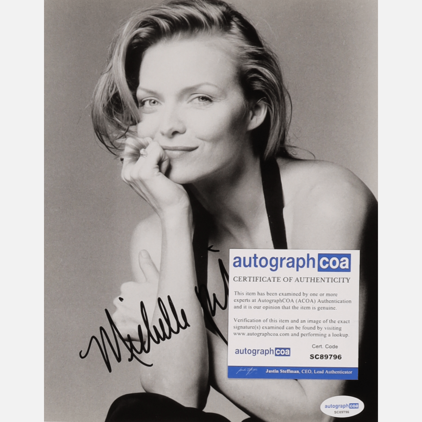 Autograf MICHELLE PFEIFFER Certyfikat ACOA 20x25 cm