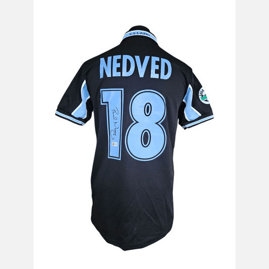 Autograf PAVEL NEDVED na koszulce piłkarskiej Certyfikat BECKETT S.S. Lazio