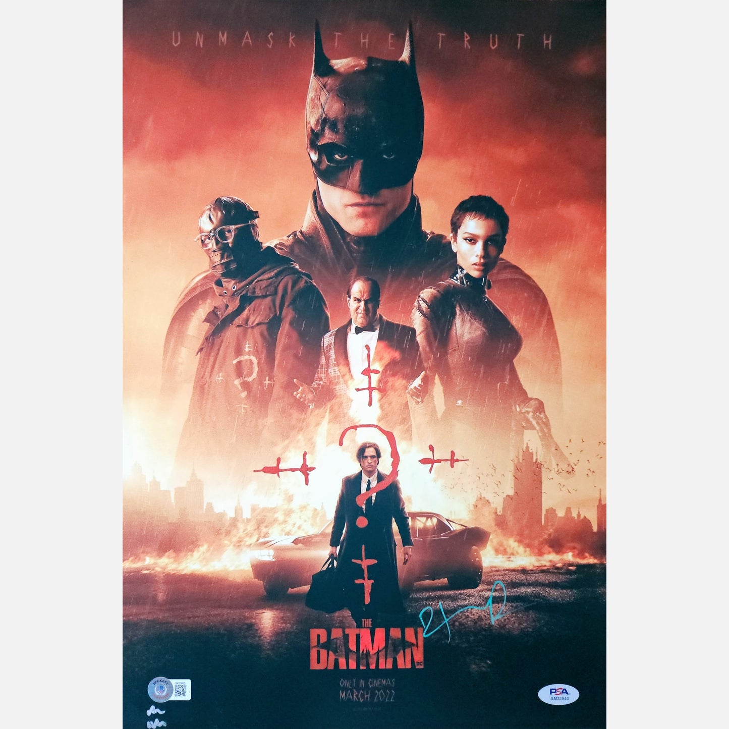 Autograf PAUL DANO Certyfikaty PSA i BECKETT 30x45 cm BATMAN