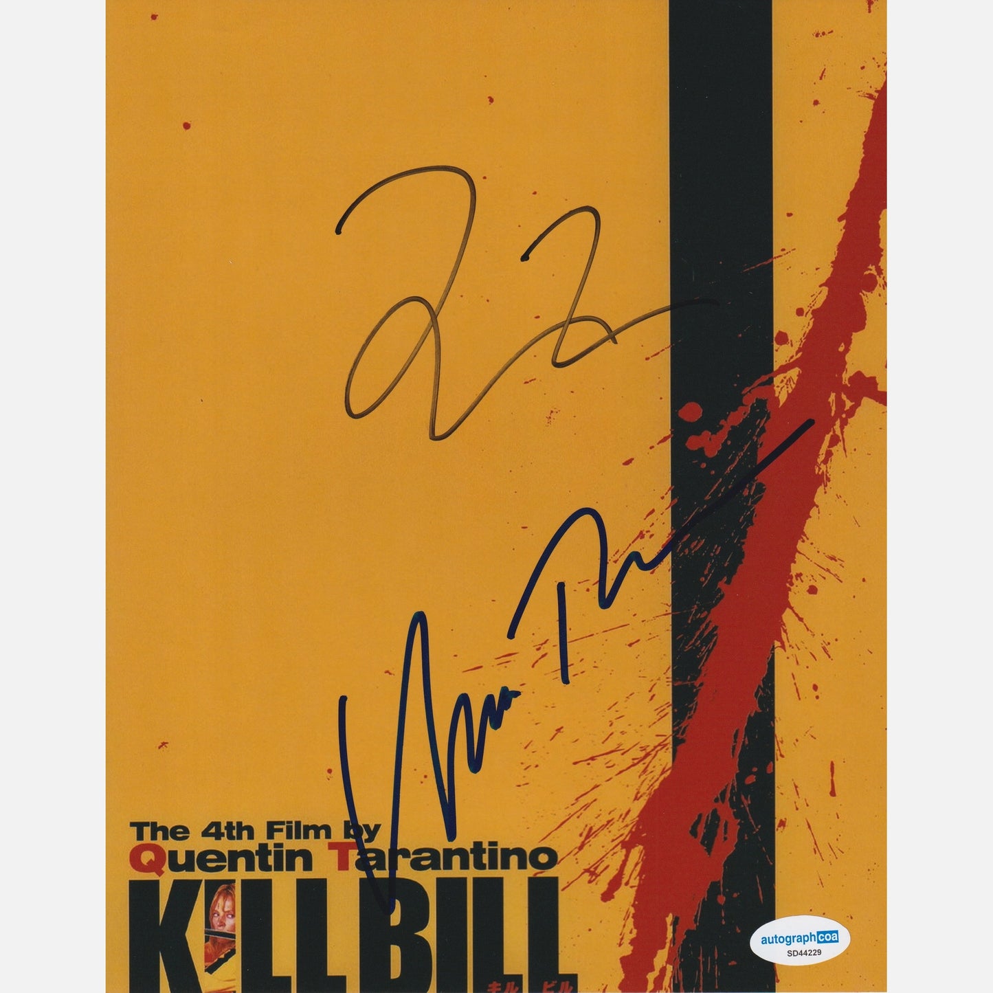 Autografy QUENTIN TARANTINO i UMA THURMAN Certyfikat ACOA 20x25 cm KILL BILL