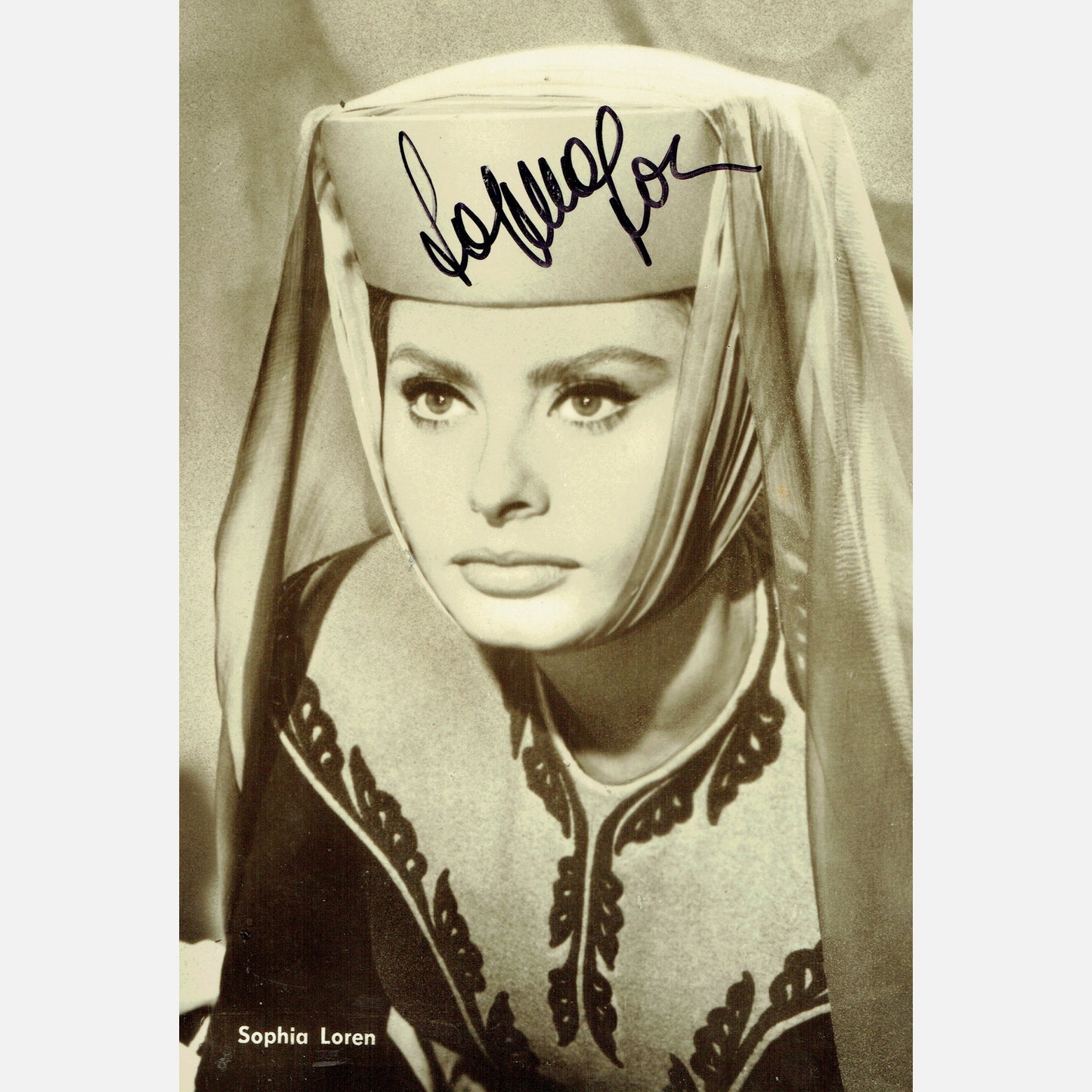 Autograf SOPHIA LOREN Certyfikat ACOA 10x15 cm Vintage