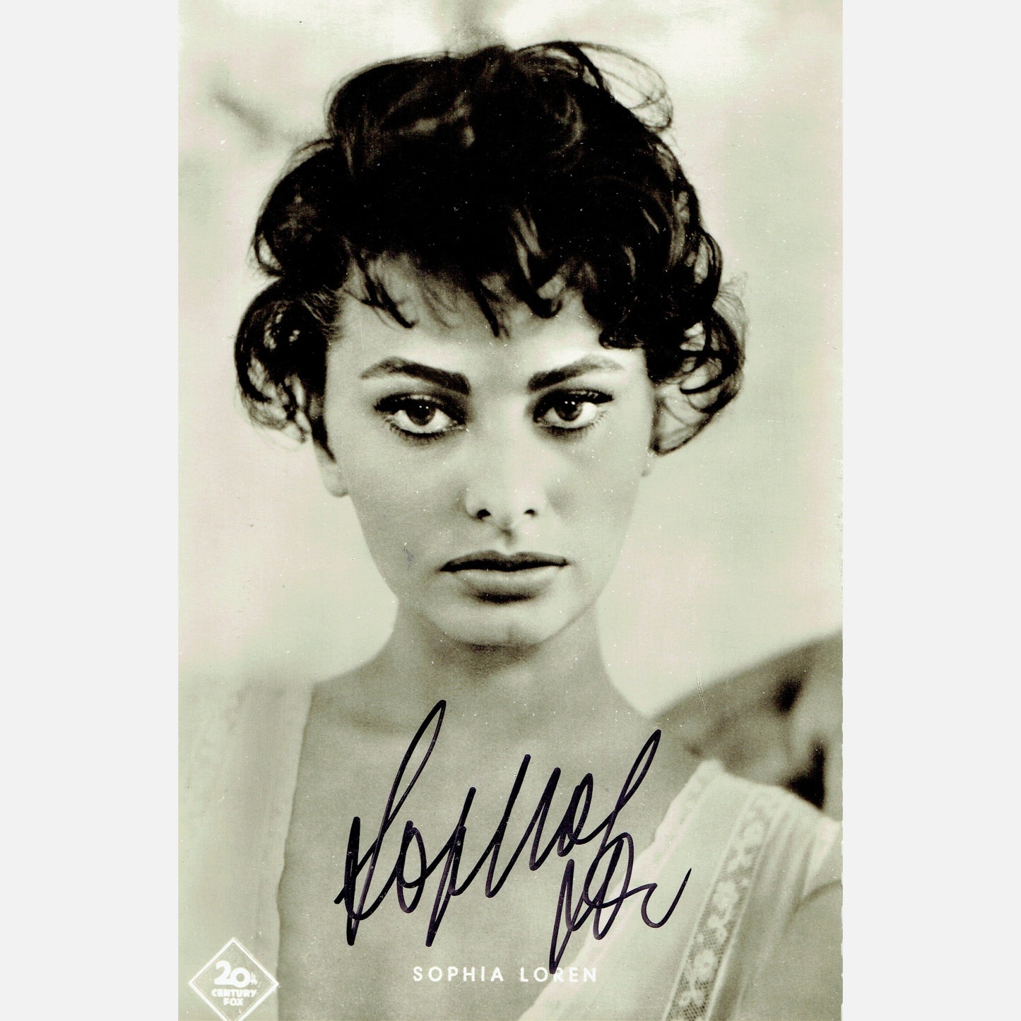 Autograf SOPHIA LOREN Certyfikat ACOA 9x13 cm Vintage